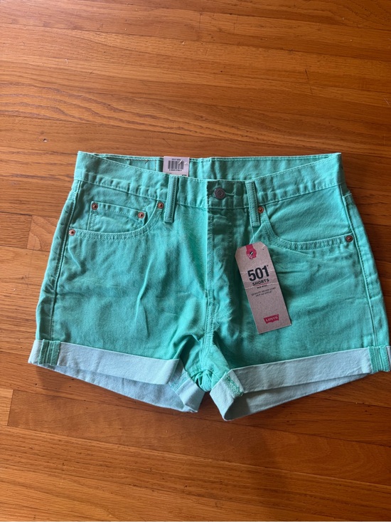 Levi's Pants - Levi's Women's Mint Teal Rolled-Cuff Denim Shorts
